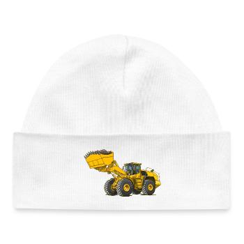 Wheel loader, construction machine - Baby Organic Beanie - white - Front