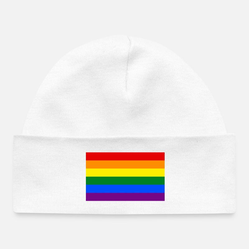 autocollant gay pride drapeau drapeau arc-en-ciel lgbt - Bonnet bébé bio - blanc