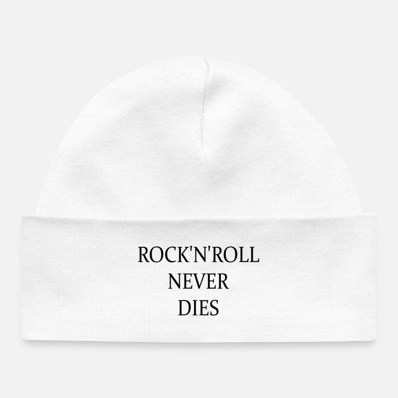 Le rock’n’roll ne meurt jamais - Bonnet bébé bio - blanc