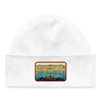 Retro badge, Toulouse France is my hometown - Baby Organic Beanie - white - Front