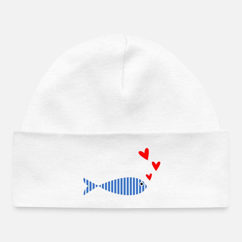 SARDINE. POISSON. POISSON D'AVRIL. PÂQUES. MER - Bonnet bébé bio - blanc