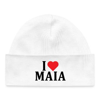 t-shirt nom J’aime Maia idée cadeau t-shirt - Bonnet bébé bio - blanc - Devant