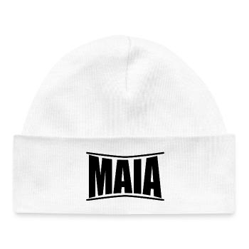 nom t-shirt Maia t-shirt idée cadeau - Bonnet bébé bio - blanc - Devant