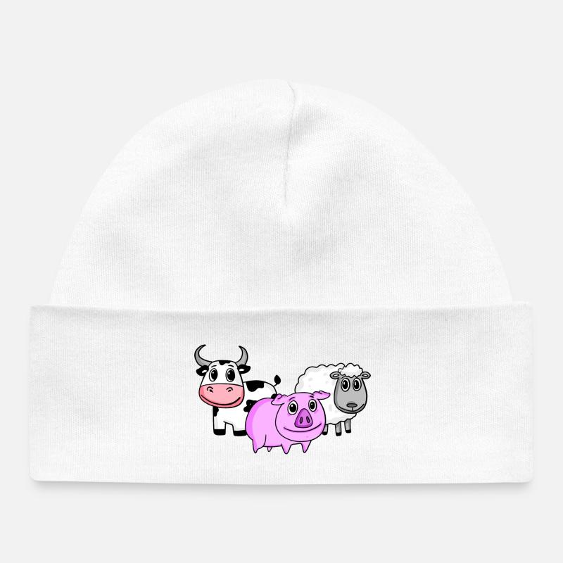 Animaux mignons - Bonnet bébé bio - blanc