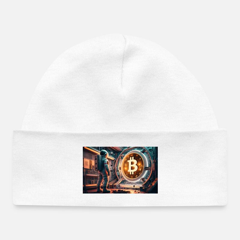 Bitcoin monnaie astronaute - Bonnet bébé bio - blanc