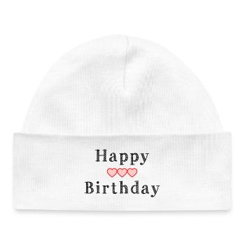 HAPPY BIRTHDAY. ANNIVERSAIRE. - Bonnet bébé bio - blanc - Devant