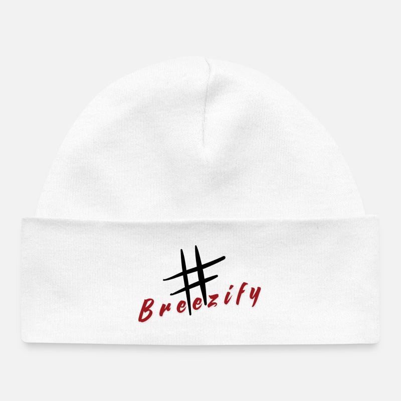 Slogan de l’étiquette de trappe Breezify - Bonnet bébé bio - blanc