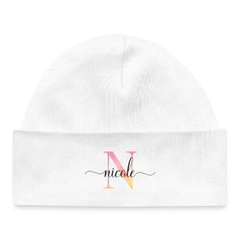 N | Monogram | Name | Nicole |Watercolor - Baby Organic Beanie - white - Front