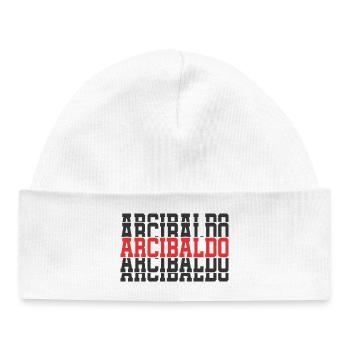 Arcibaldo t-shirt gift stacked text - Baby Organic Beanie - white - Front