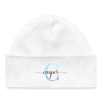 C| Monogram | Name | Casper | Watercolor - Baby Organic Beanie - white - Front