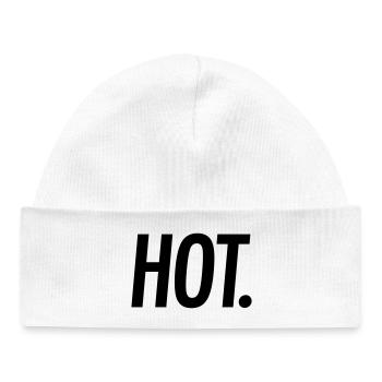 HOT. – Bold Statement Typography - Baby Organic Beanie - white - Front
