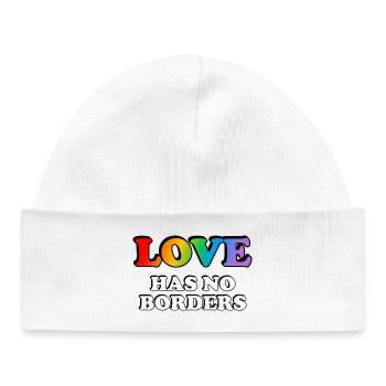 Rainbow LGBT Love No Borders T-Shirt Design - Baby Organic Beanie - white - Front