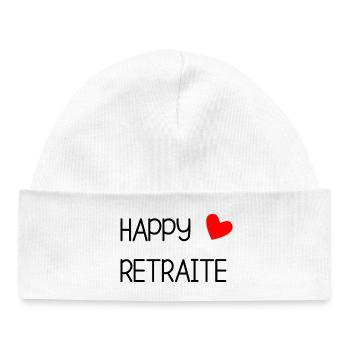 RETRAITE. RETRAITE. RETRAITEE. RETRAITE.  - Bonnet bébé bio - blanc - Devant