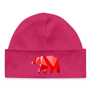 Roter Lowpoly-Bär - Baby Organic Mütze - Weiß - Vorne