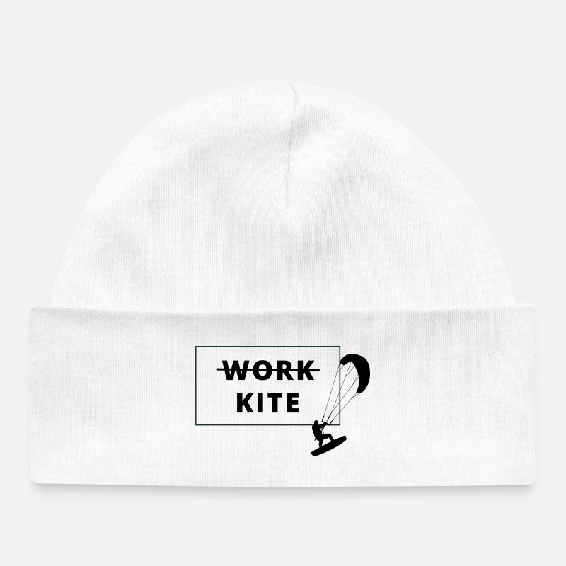Kitesurf, pas de travail - kite - Bonnet bébé bio - blanc