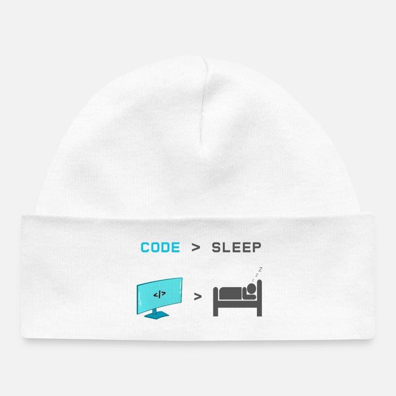 Code vs Veille : codeur en mode veille - Bonnet bébé bio - blanc