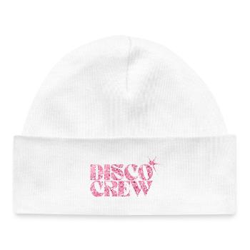 Disco Crew Pink Glitter Logo - Baby Organic Beanie - white - Front