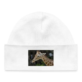 Girafes Mosaïque Portrait - Bonnet bébé bio - blanc - Devant