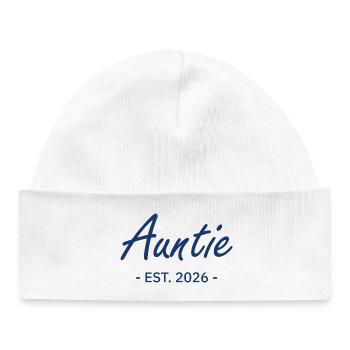 Auntie Script Est 2026 - Bonnet bébé bio - blanc - Devant