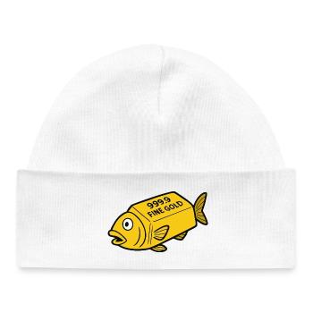 Comic Cartoon Goldfish Gold Bar Fine Gold Fish - Baby Organic Beanie - white - Front