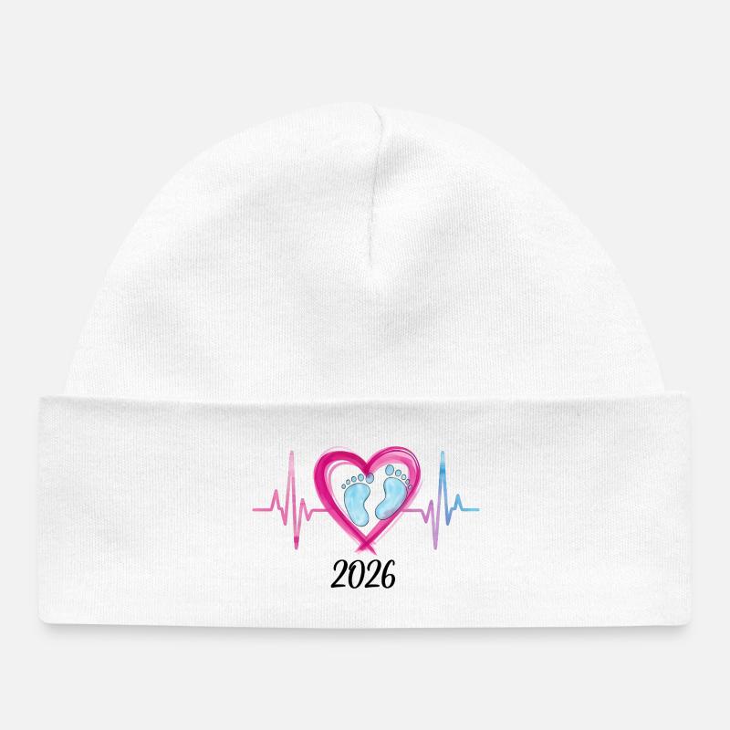 Bébé 2026 ECG Heartbeat Bébé Pieds Mignon Cadeau - Bonnet bébé bio - blanc