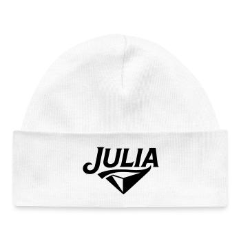 Julia - Name Design - Baby Organic Beanie - white - Front