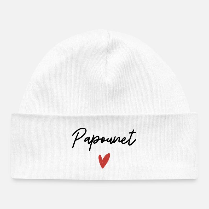 Papounet coeur idée cadeau  - Bonnet bébé bio - blanc