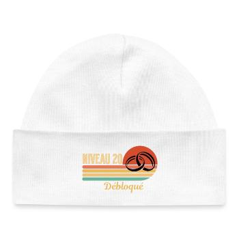 Niveau 20 débloqué design rétro graphique - Bonnet bébé bio - blanc - Devant