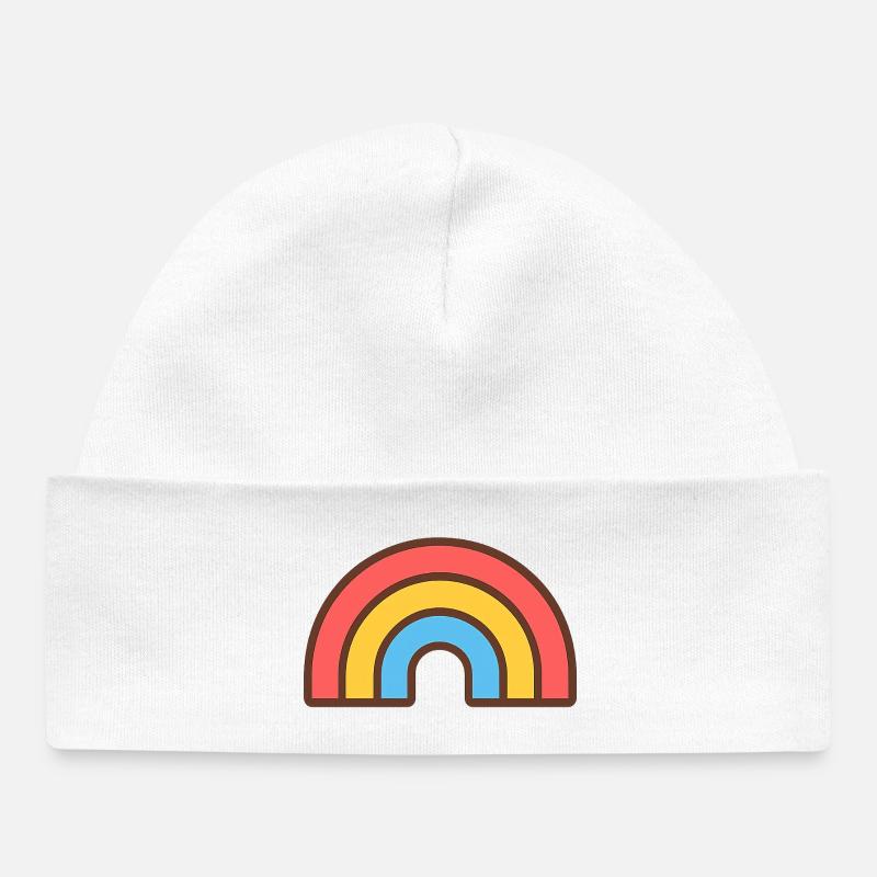 Arc-en-Ciel rétro éclatant - Bonnet bébé bio - blanc