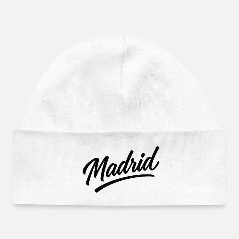 Madrid Script Urban Logo - Baby Organic Beanie - white