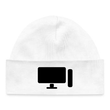 Minimal PC Setup Icon – Gamer Design - Baby Organic Beanie - white - Front