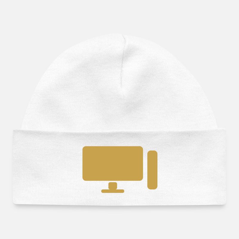 Icône minimaliste de configuration PC – Gamer Design - Bonnet bébé bio - blanc