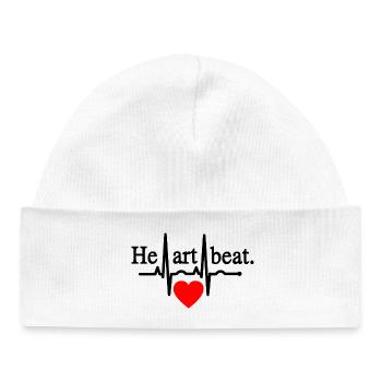 Battement de cœur - Noir - Bonnet bébé bio - blanc - Devant