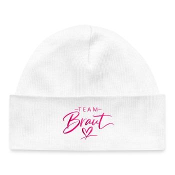 Team Brust Herzschrift - Baby Organic Mütze - Weiß - Vorne