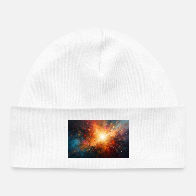Cosmic Burst Nebula Explosion - Baby Organic Beanie - white