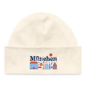 München Skyline Illustration Farbige Stadt - Baby Organic Mütze - Weiß - Vorne