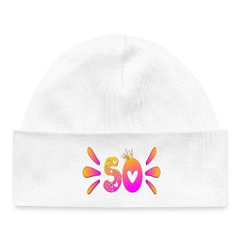 Fifty Crown - 50th Birthday - Baby Organic Beanie - white - Front