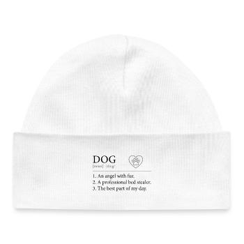 Définition du CHIEN – Drôle de design de lexique minimaliste - Bonnet bébé bio - blanc - Devant