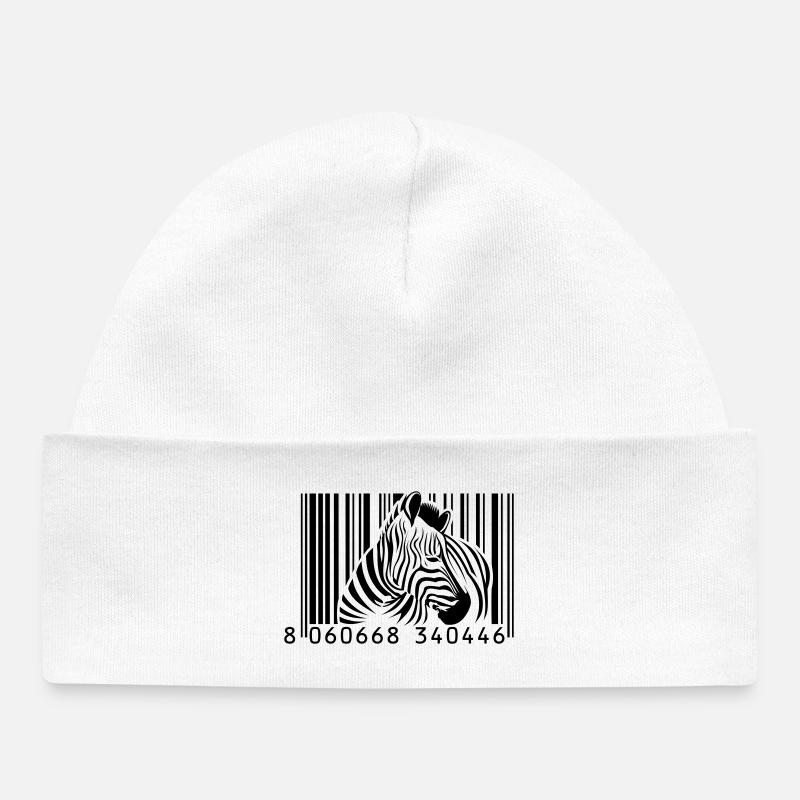 code à barres zèbre - Bonnet bébé bio - blanc