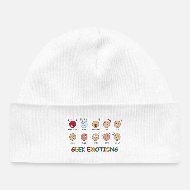 GEEK EMOTIONS - Texte NOIR - Bonnet bébé bio - blanc