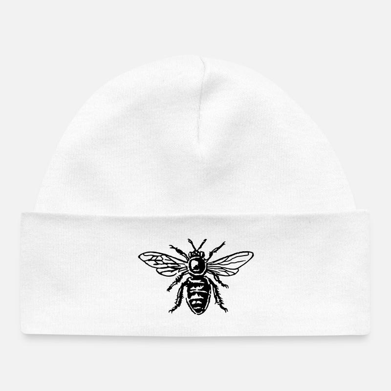 Abeille - Bonnet bébé bio - blanc