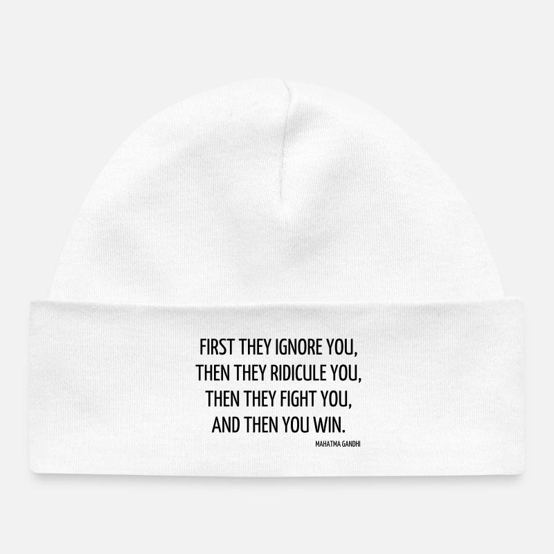 Citation / Philosophie / Pensée / Bonheur / Joie - Bonnet bébé bio - blanc