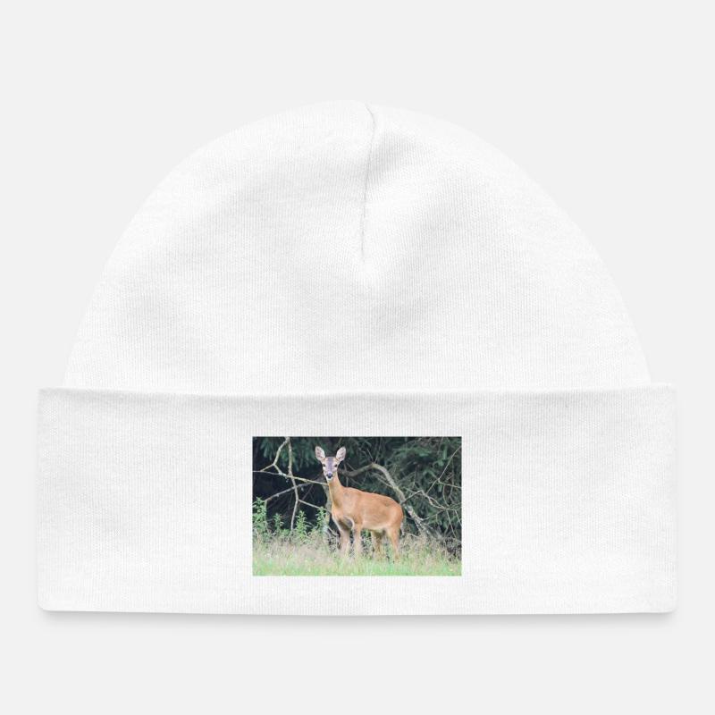 Forêt de cerfs - Bonnet bébé bio - blanc