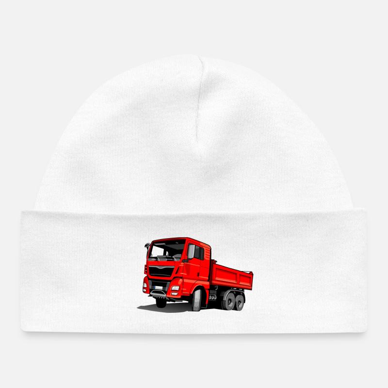 Camion rouge - Bonnet bébé bio - blanc
