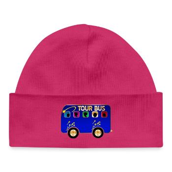 Tour Bus Silhouette Burst on Blue - Baby Organic Beanie - white - Front