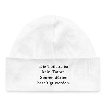 Die Toilette ist kein Tatort lustige Sprüche - Baby Organic Mütze - Weiß - Vorne
