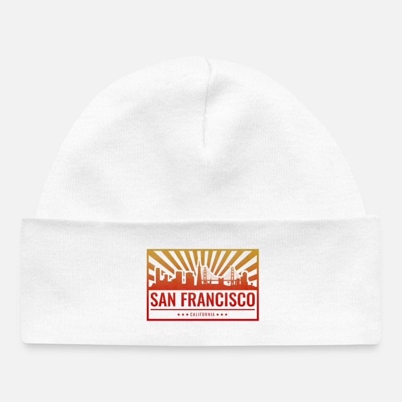Skyline du coucher de soleil de San Francisco - Bonnet bébé bio - blanc