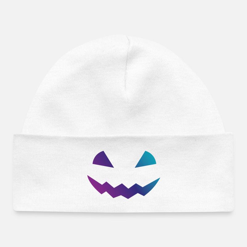 Déguisement de visage de conception de citrouille d’Halloween - Bonnet bébé bio - blanc