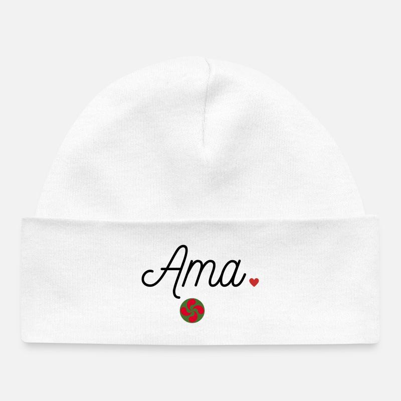 Ama et Lauburu. Maman en Basque - Bonnet bébé bio - blanc