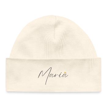 Princess Maria Crown Shirt – Name with letter M - Baby Organic Beanie - white - Front